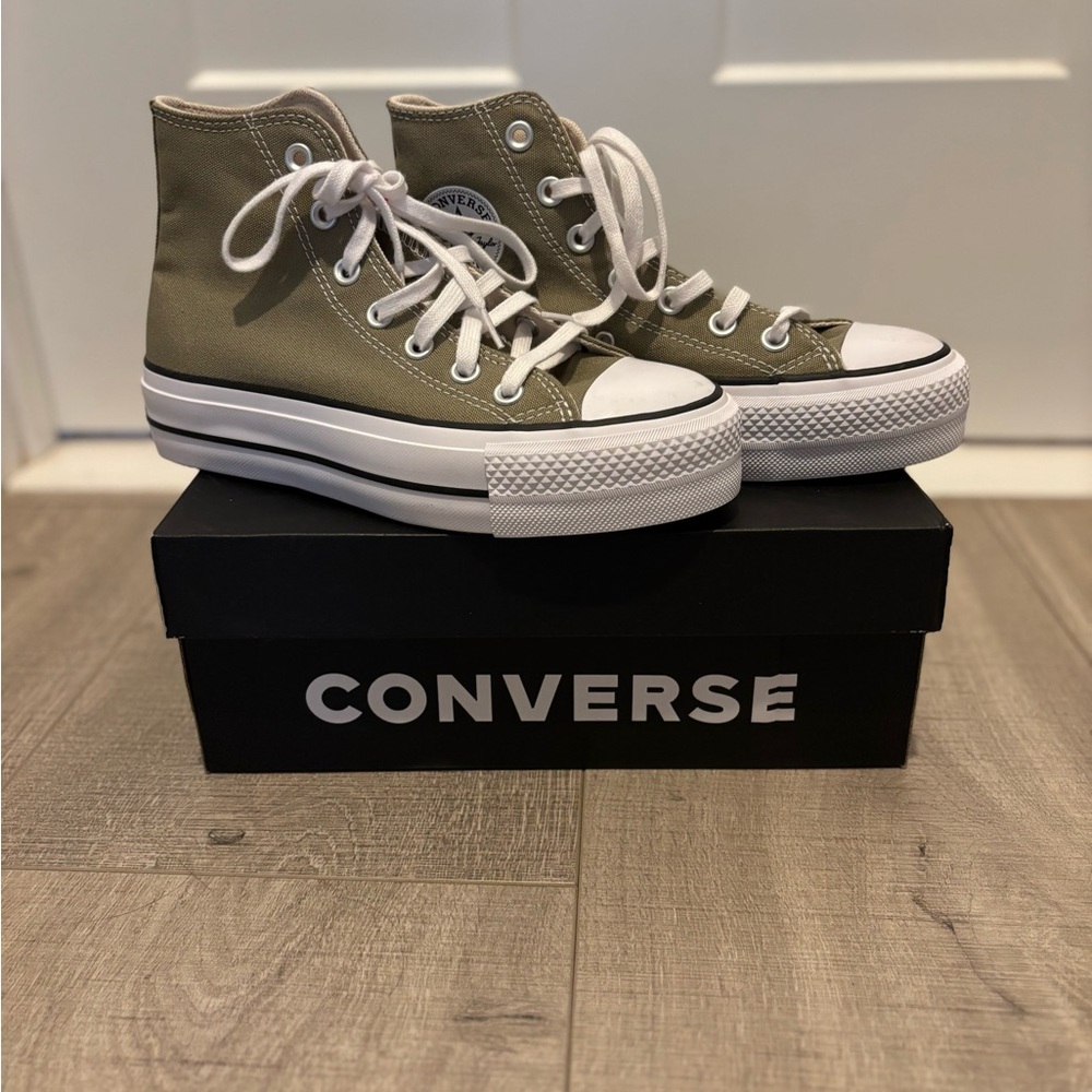 Converse High-Top Sneakers in Olive Green